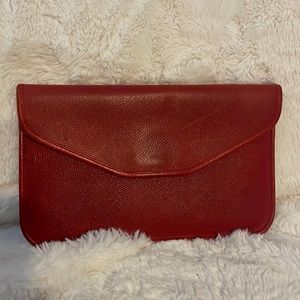 Vintage EUC Red Leather Michael Green Clutch
